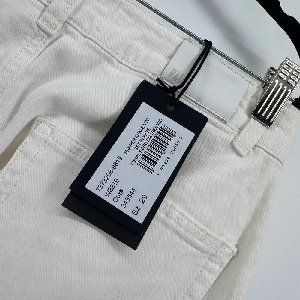 Paige Harper Ankle With Vintage Set in pockets Sz29 NWT Wide Leg High Rise White - Picture 7 of 14